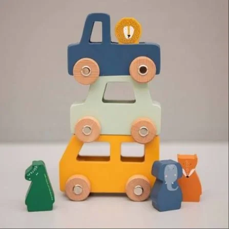Autos de madera con animales  imagen 1