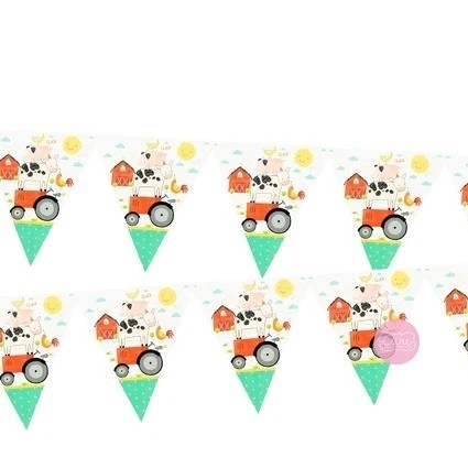 Imagen de Banderines para cumpleaños diseño Granja