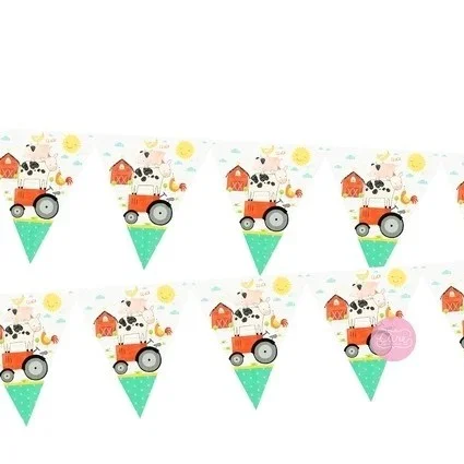 Banderines para cumpleaños diseño Granja imagen 1
