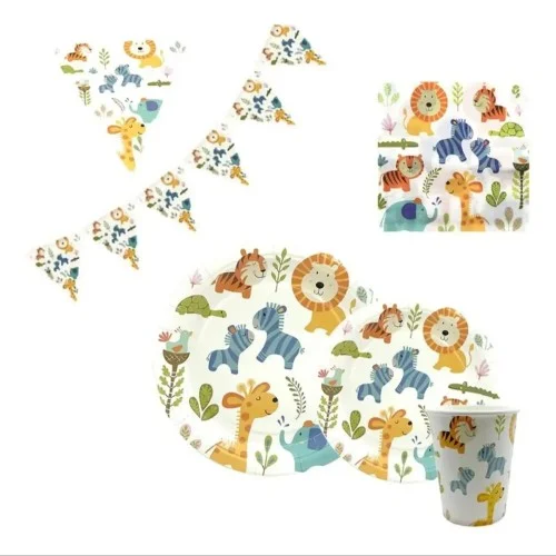 Platos de cumpeaños Diseño Animales de la Selva  imagen 1