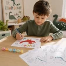 Imagen de Set de Acuarelas Dinosaurios (6 Colores + Pincel + 4 Láminas)