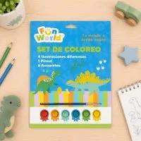 Imagen de Set de Acuarelas Dinosaurios (6 Colores + Pincel + 4 Láminas)